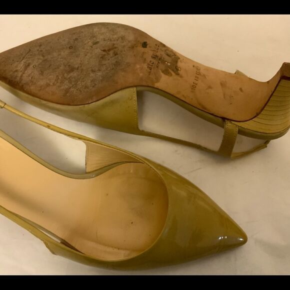 KATE SPADE womens 8 beige  toe patent leather slingback shoes - Picture 7 of 11